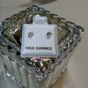 14K Gold Stud Earrings. AAA CZ